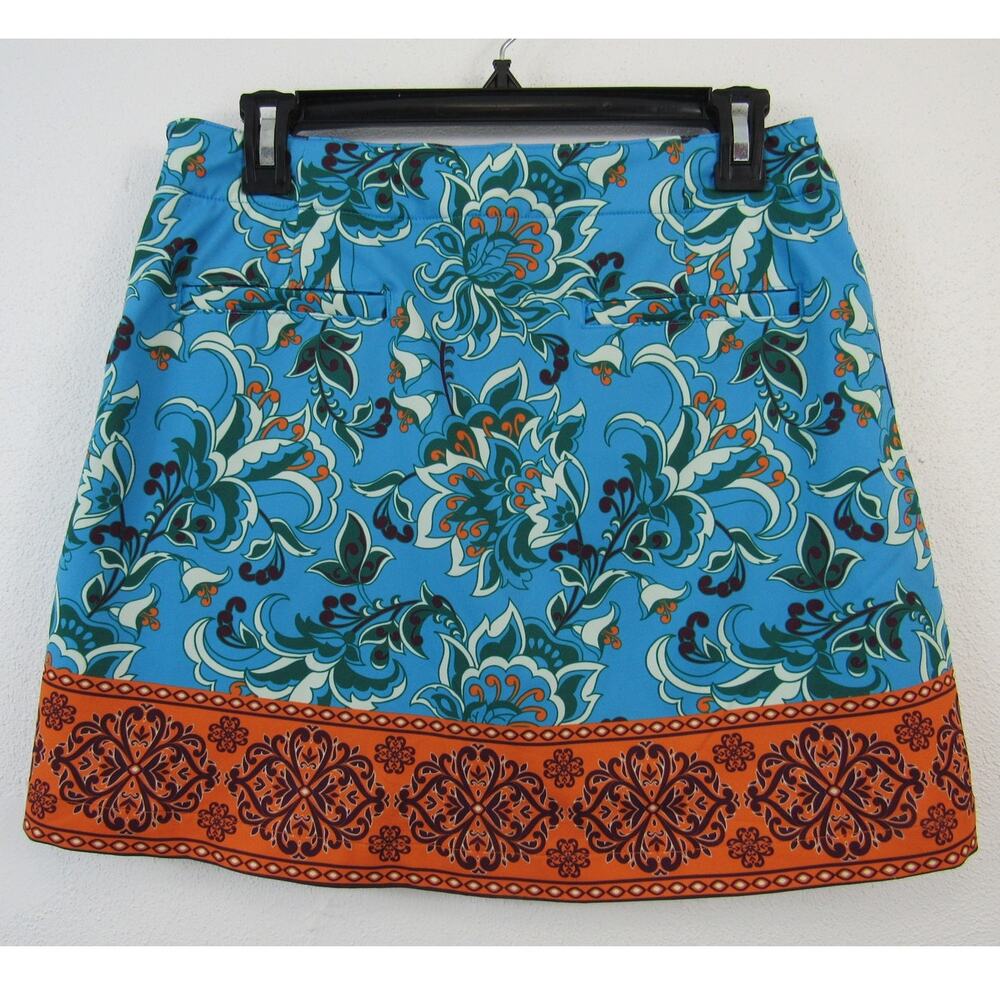 Lady Hagen Size 4 Teal and Orange Mini Skort Golf Skort Sporty Paisley Floral